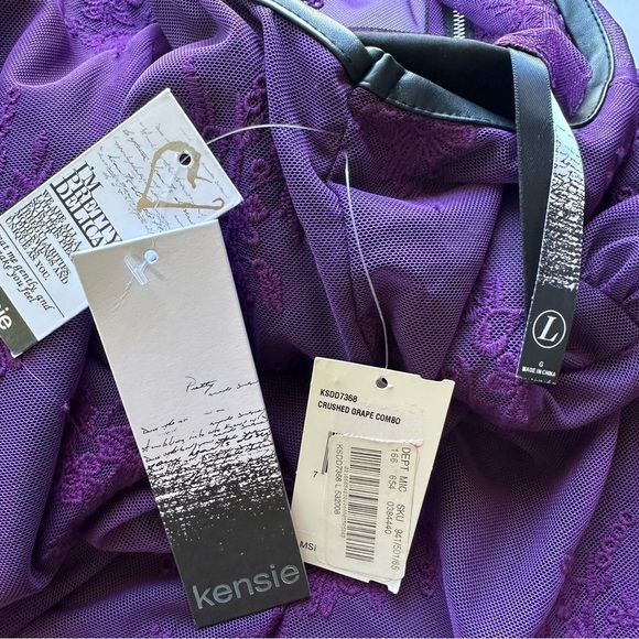 Kensie purple Dress Lace Overlay Fit & Flare Party Whimsigoth Fairy Goth sheer L - Picture 16 of 16